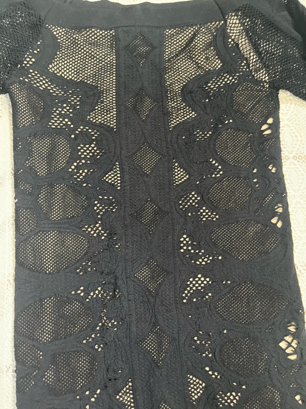 bebe Black and Beige Lace-Trim Dress - Picture 3 of 5
